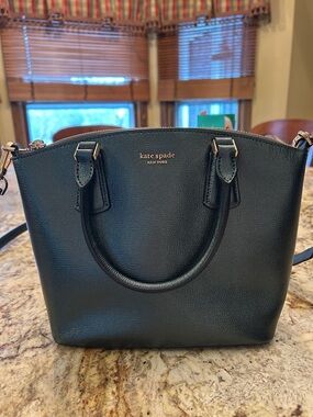 kate spade forest green leather Satchel with Gold Hardware